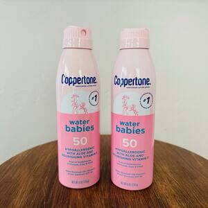 Coppertone Water Babies Spray Sunscreen SPF 50, 6 Oz, Lot Of 2 Sealed Exp 10/27